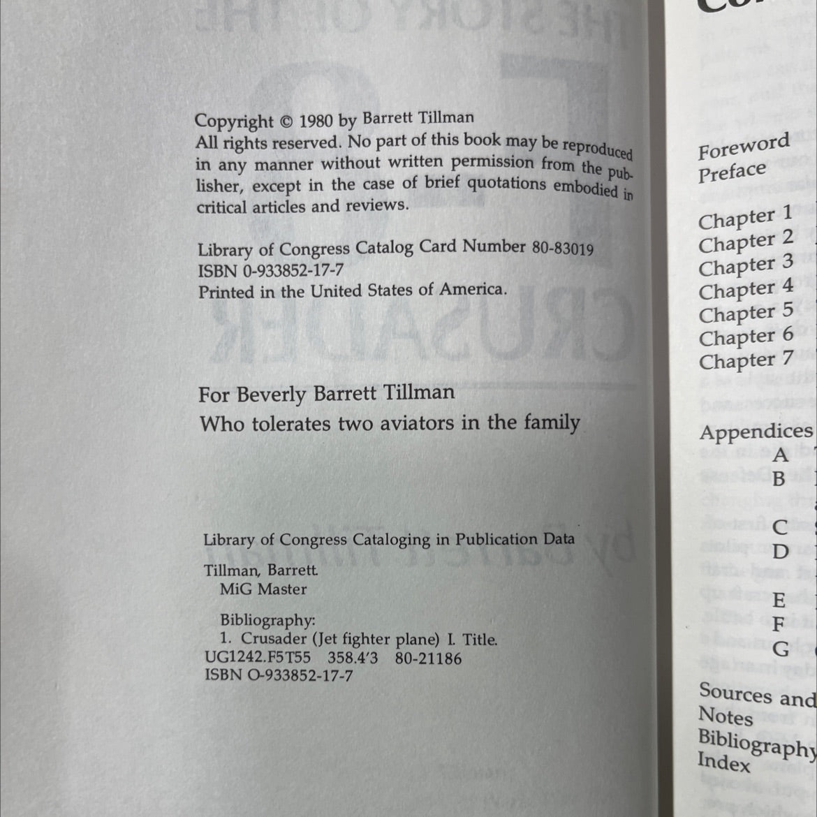 SIGNED mig master: the story of the f-8 crusader book, by barrett tillman, 1980 Hardcover, Vintage image 3