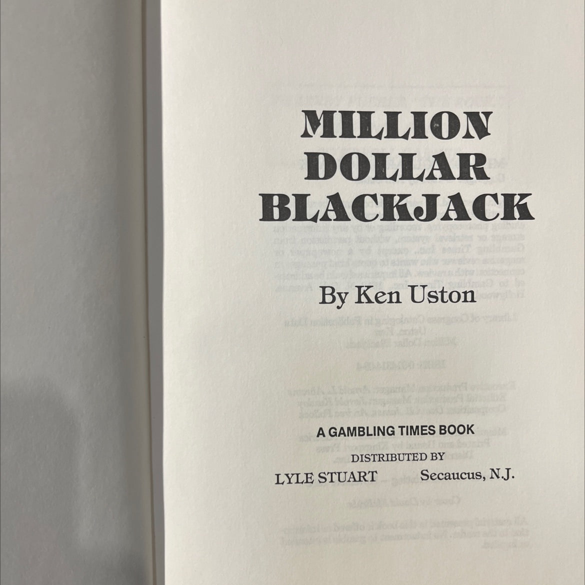 million dollar blackjack book, by Ken Uston, 1982 Hardcover image 2
