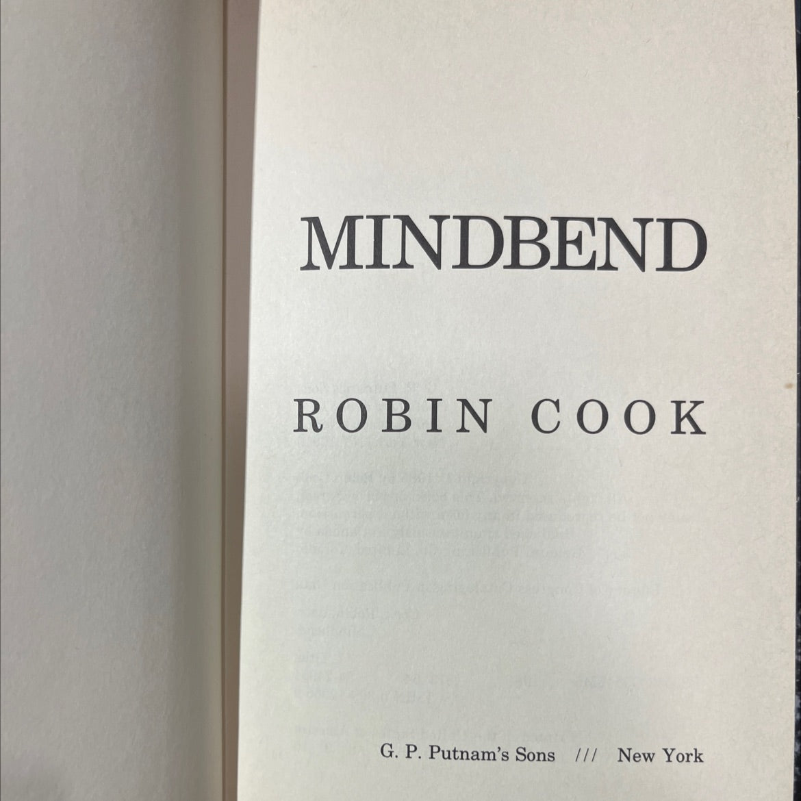 mindbend book, by robin cook, 1985 Hardcover image 2