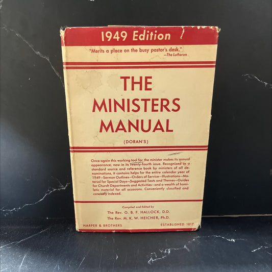 ministers manual for 1949 book, by rev. g. b. f. hallock, m.a., d.d. and rev. m. k. w. heicher, ph.d., 1949 Hardcover image 1