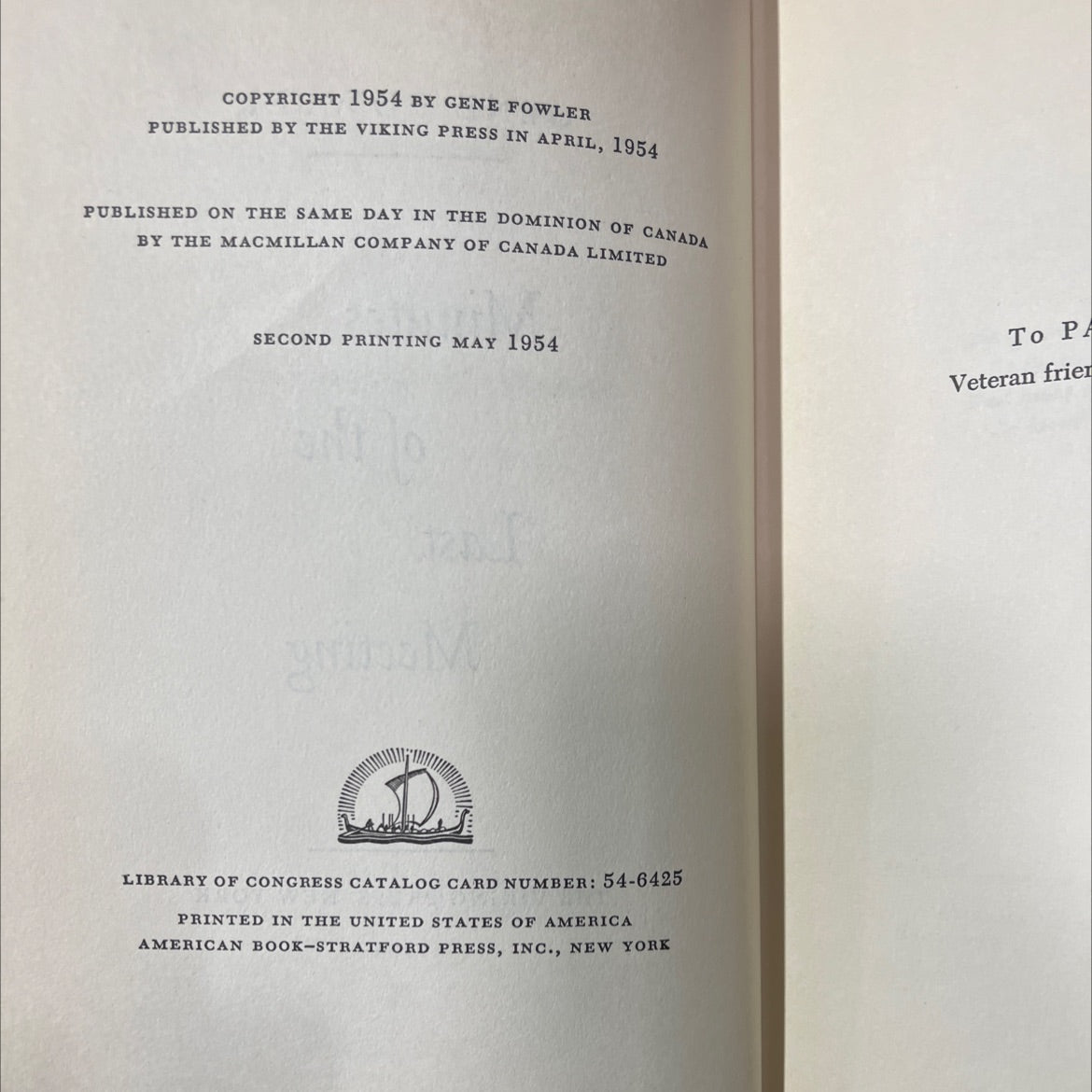 minutes last of the meeting book, by gene fowler, 1954 Hardcover image 3
