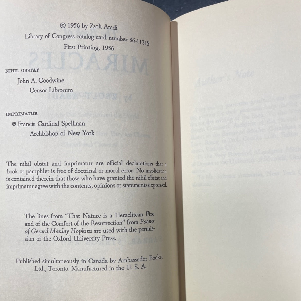 miracles book, by zsolt aradi, 1956 Hardcover image 3