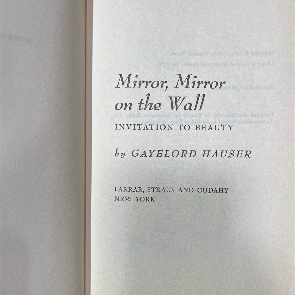 mirror, mirror on the wall invitation to beauty book, by gayelord hauser, 1961 Hardcover image 2