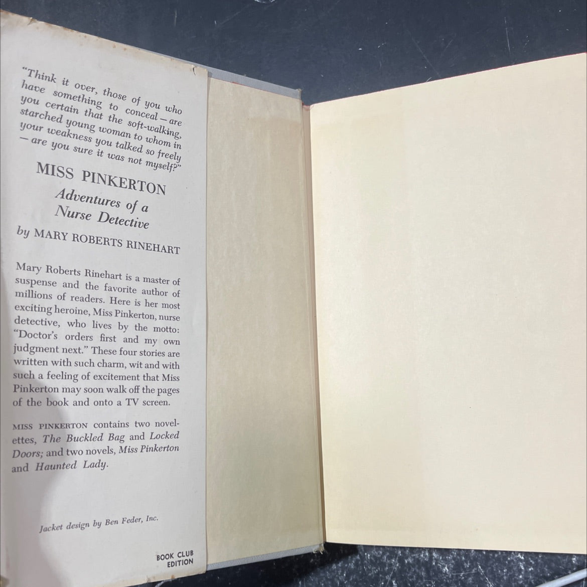 miss pinkerton adventures of a nurse detective book, by mary roberts rinehart, 1959 Hardcover image 4