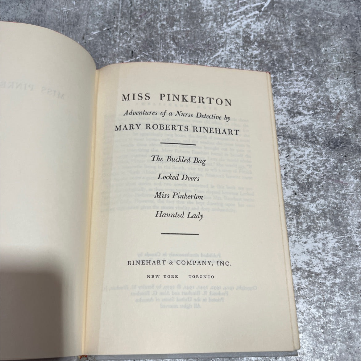 miss pinkerton adventures of a nurse detective book, by mary roberts rinehart, 1959 Hardcover image 2