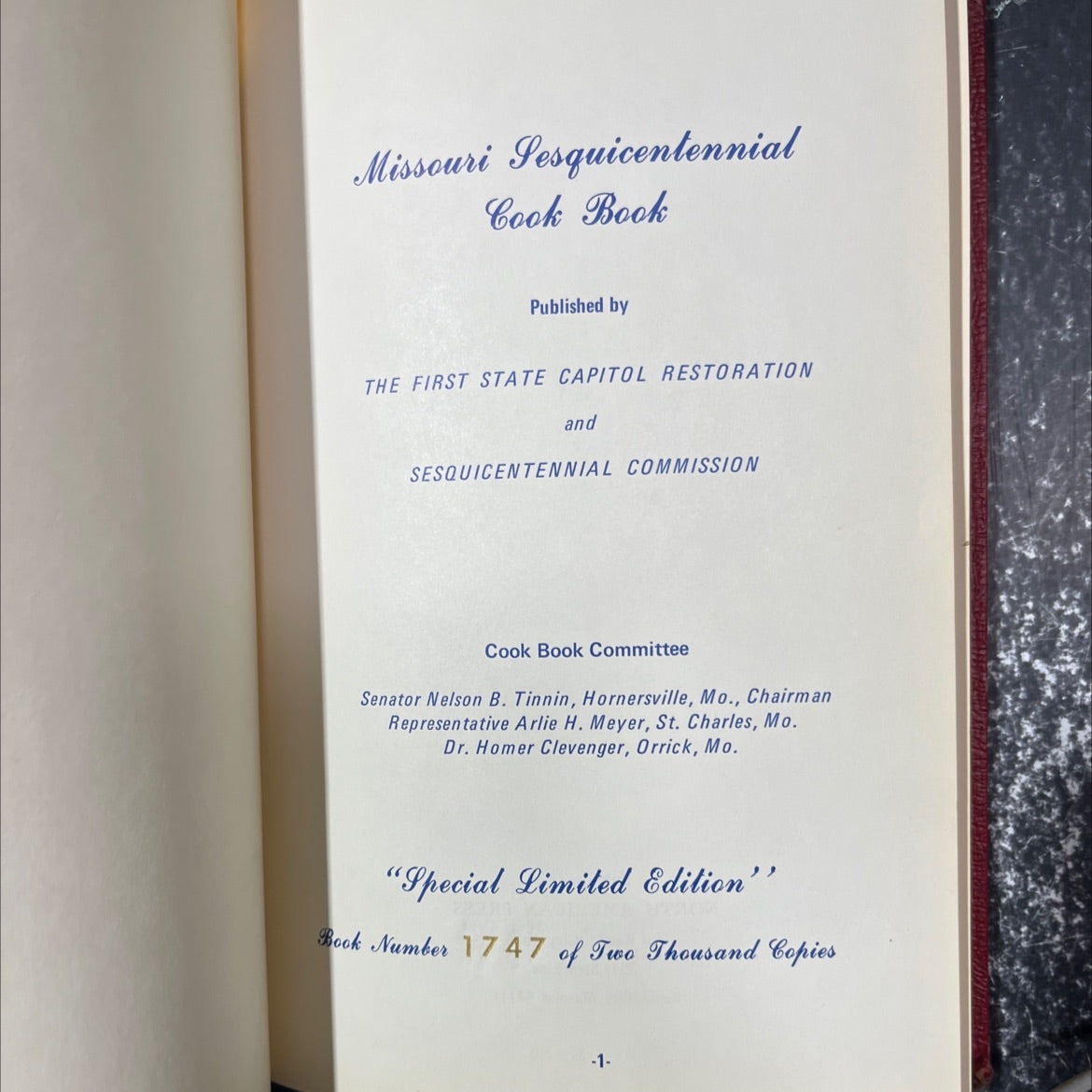 missouri sesquicentennial cook book book, by cook book committee, 1971 Hardcover image 2