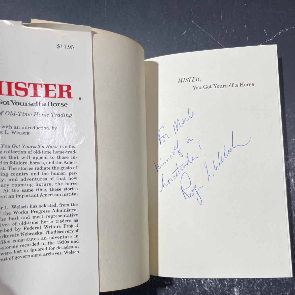 SIGNED mister, you got yourself a horse book, by Roger L. Welsch, 1981 Hardcover image 4