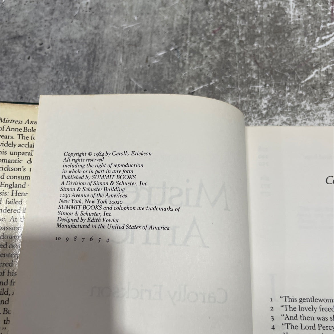mistress ann book, by carolly erickson, 1984 Hardcover image 3