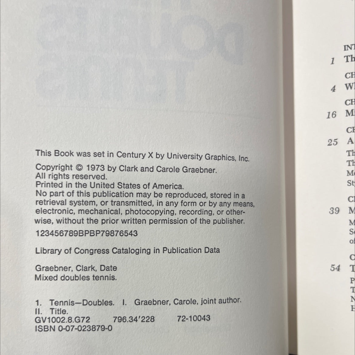 mixed doubles tennis book, by Clark Graebner, Carole Graebner, Kim Prince, 1973 Hardcover image 3