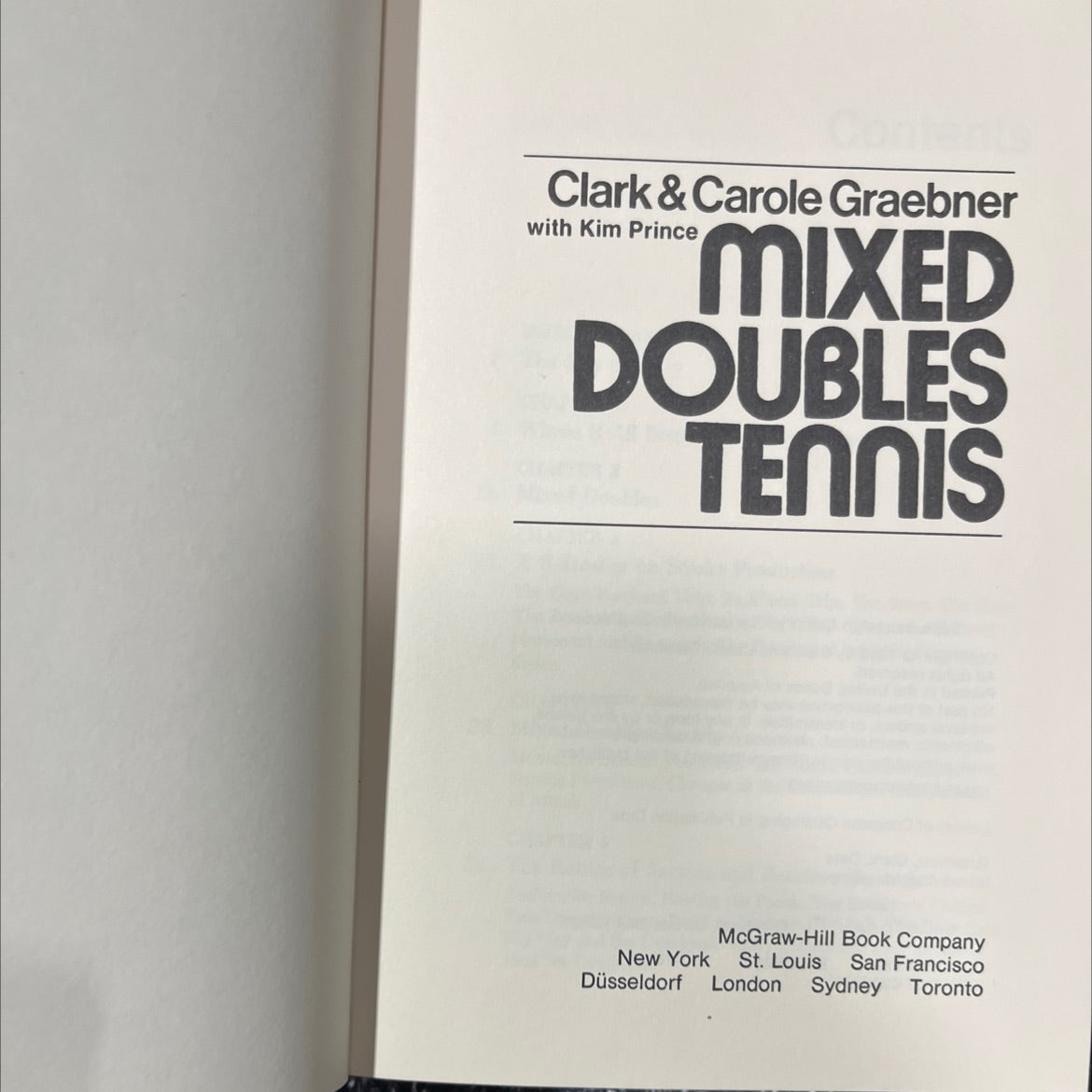 mixed doubles tennis book, by Clark Graebner, Carole Graebner, Kim Prince, 1973 Hardcover image 2