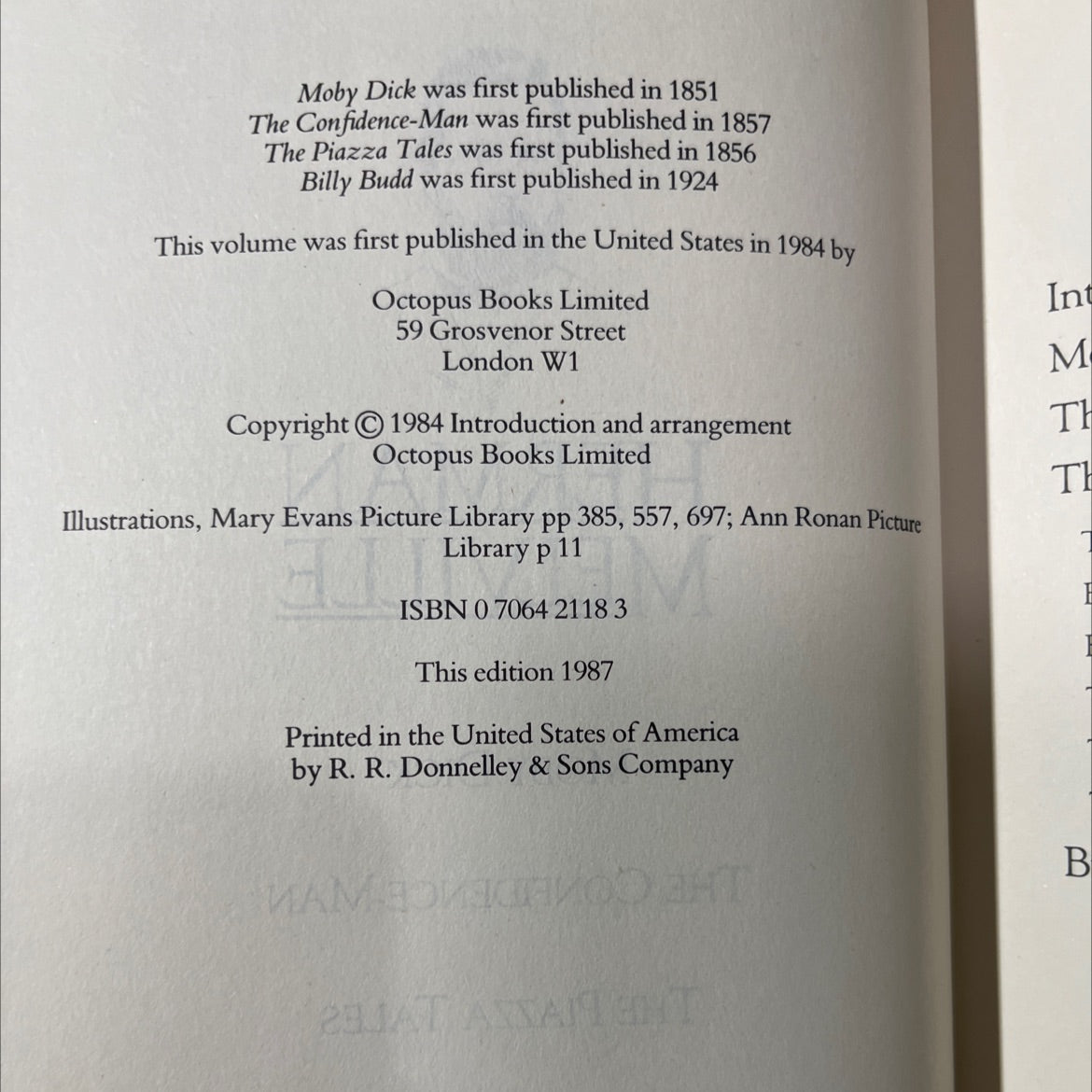 moby dick the confidence-man the piazza tales billy budd book, by herman melville, 1987 Hardcover image 3