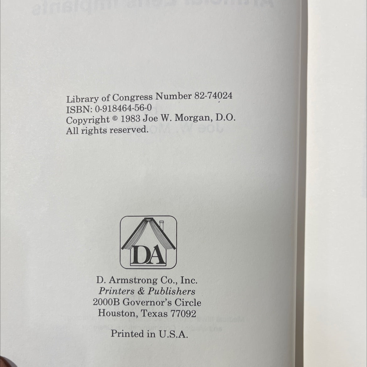 modern cataract surgery and artificial lens implants book, by Joe W. Morgan, D.O., 1983 Hardcover image 3
