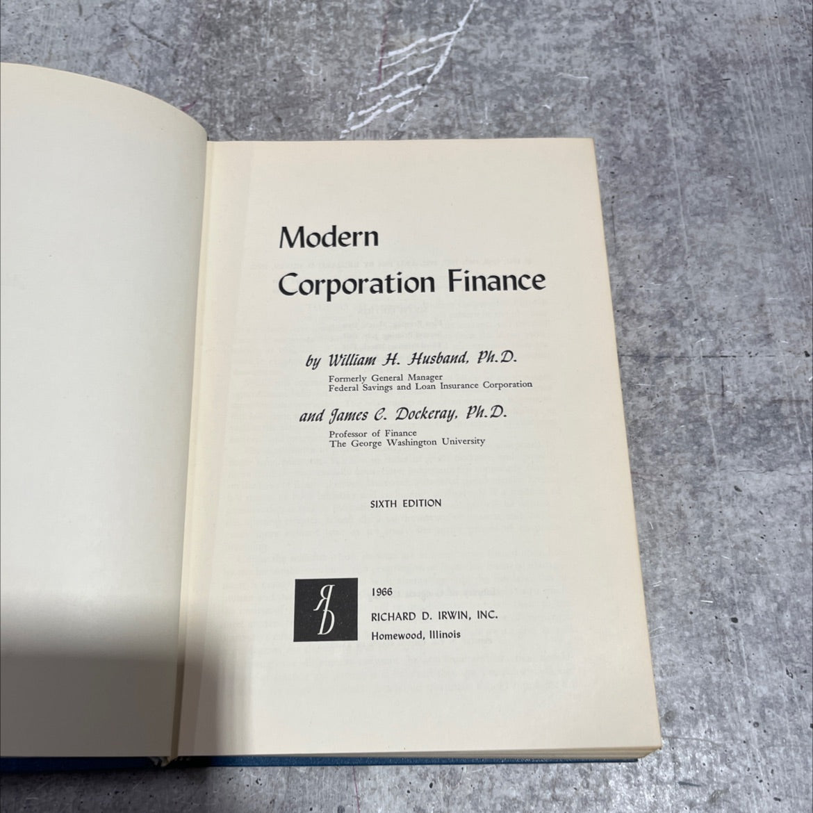modern corporation finance book, by william h. husband, ph.d. and james c. dockeray, ph.d., 1970 Hardcover image 2