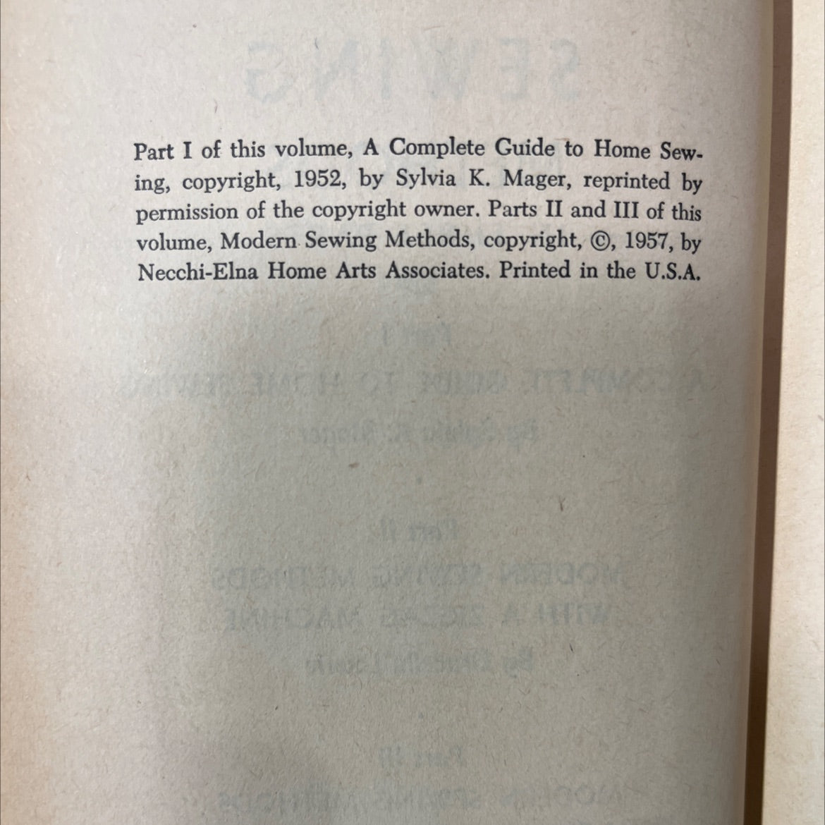 modern sewing methods in three parts book, by sylvía k. mager, drucella lowrie, 1957 Hardcover image 3