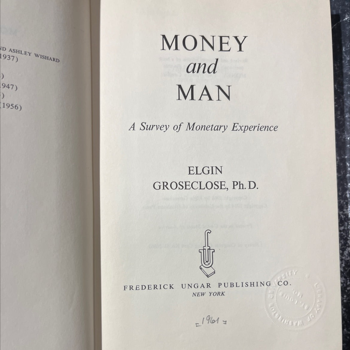 money and man a survey of monetary experience book, by elgin groseclose, 1961 Hardcover image 2