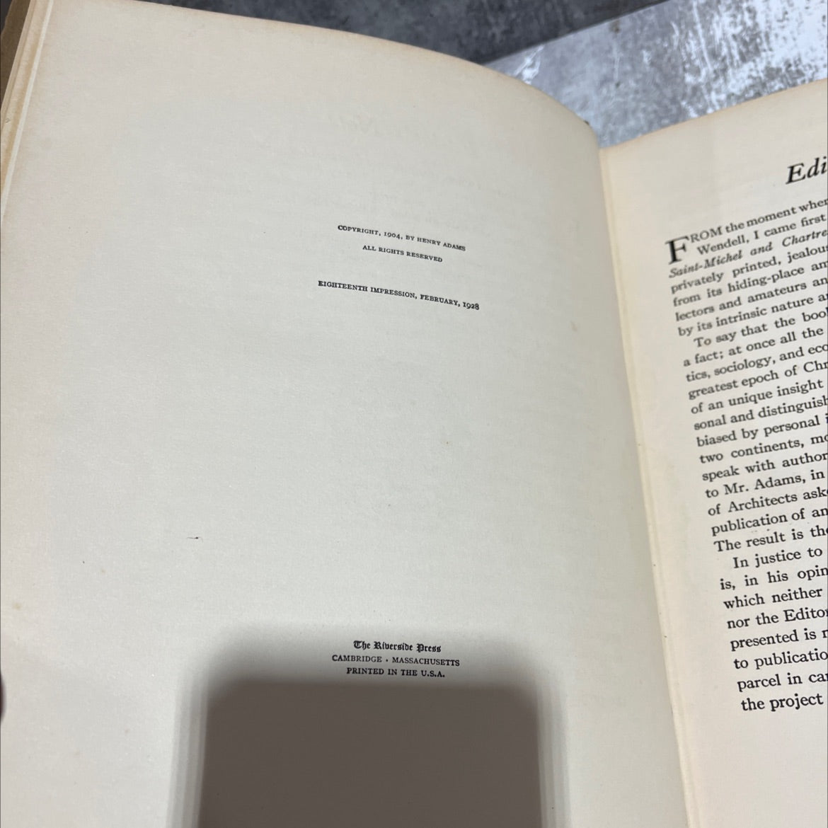 mont-saint-michel and chartres book, by henry adams, 1928 Hardcover image 3