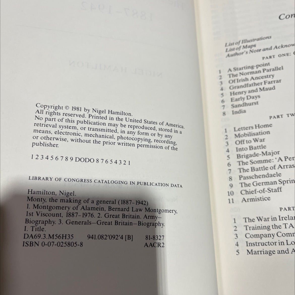 monty, the making of a general (1887-1942) book, by nigel hamilton, 1981 Hardcover image 3