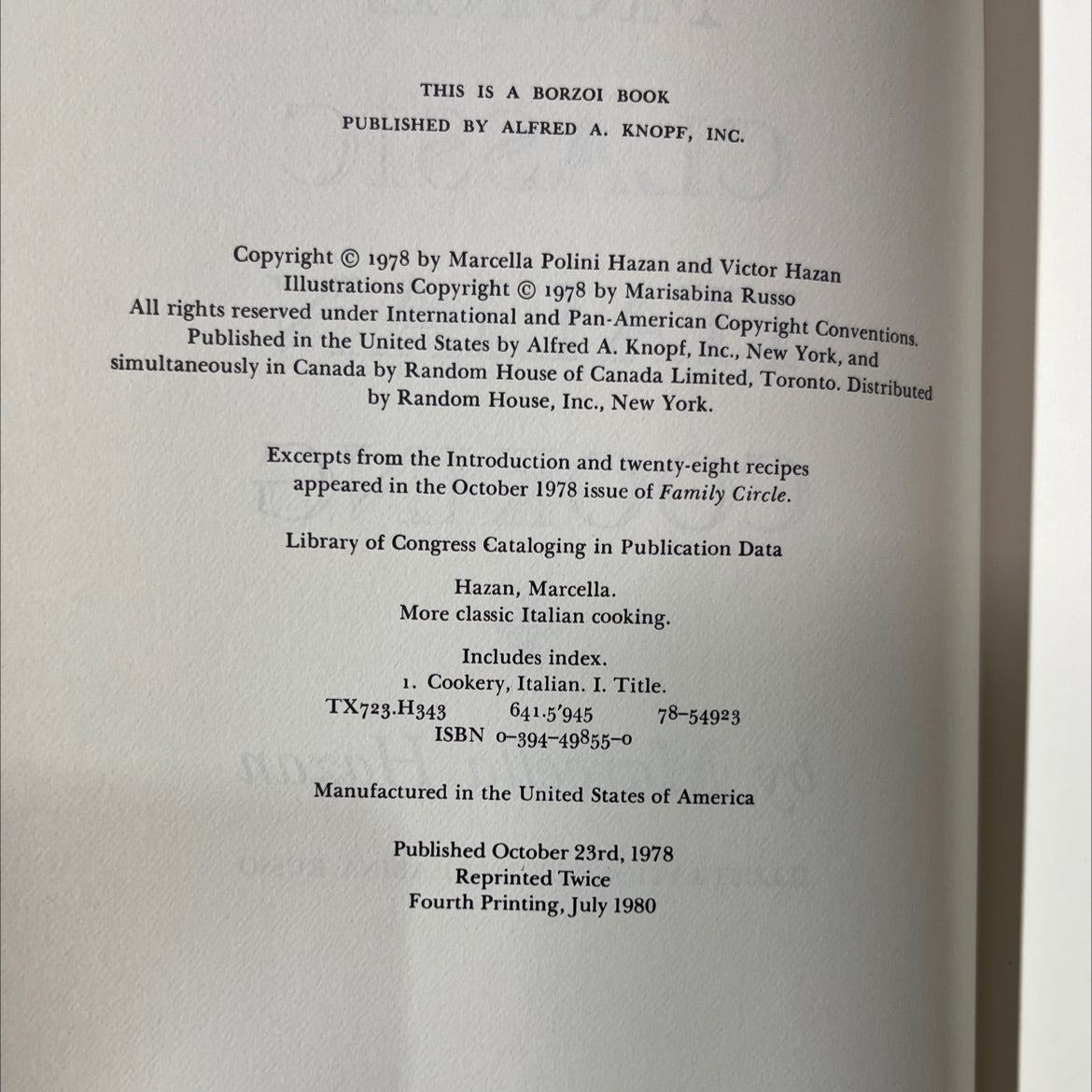 more classic italian cooking book, by Marcella Hazan, 1980 Hardcover image 3