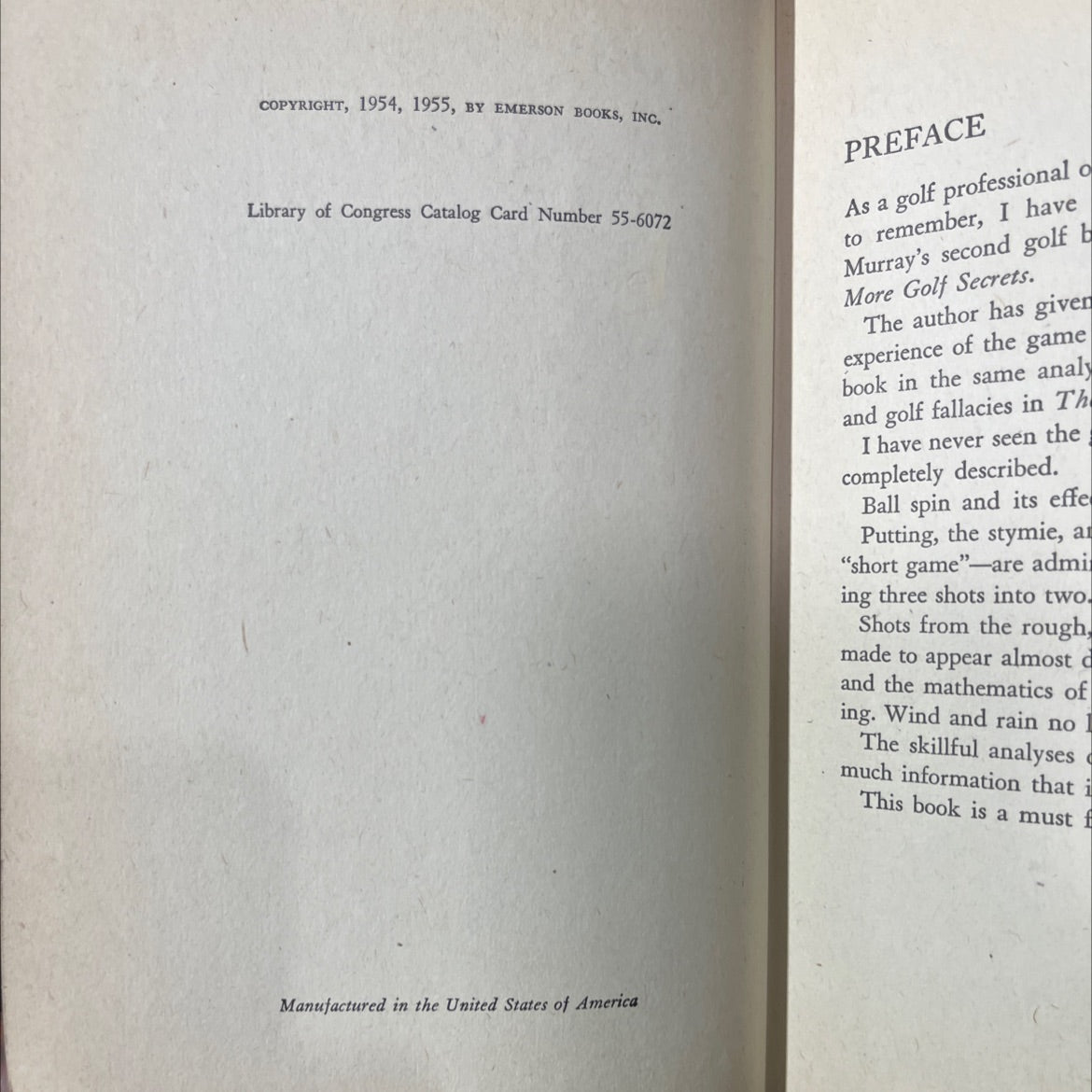 more secrets golf book, by h. a. murray, m.d., 1955 Hardcover image 3