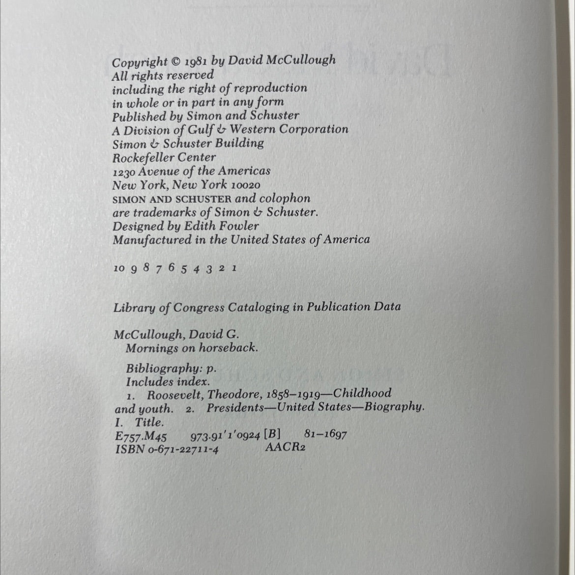 mornings on horseback book, by David McCullough, 1981 Hardcover image 3