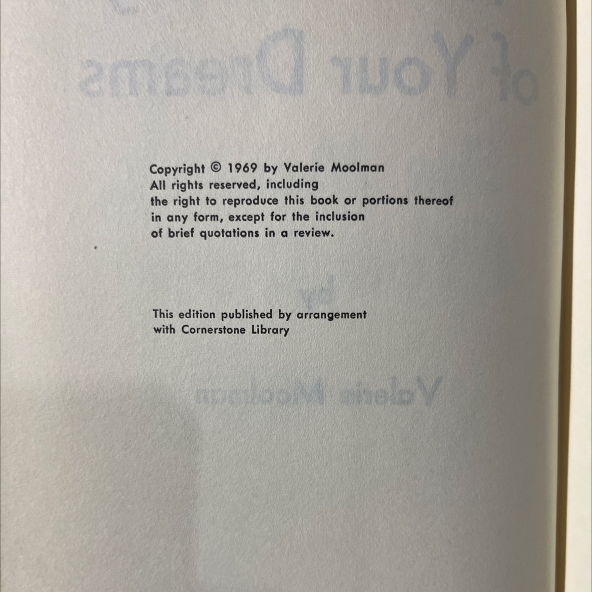 mort uoy to the meaning of your dreams book, by Valerie Moolman, 1969 Hardcover image 3