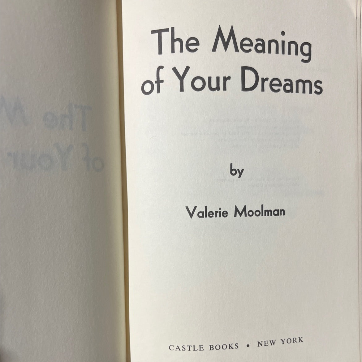 mort uoy to the meaning of your dreams book, by Valerie Moolman, 1969 Hardcover image 2