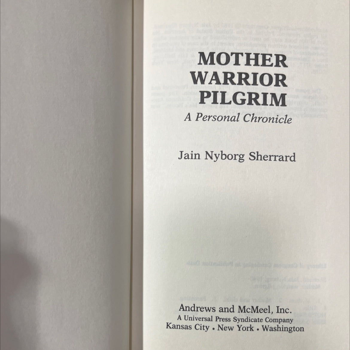 mother warrior pilgrim book, by Jain Nyborg Sherrard, 1980 Hardcover image 2
