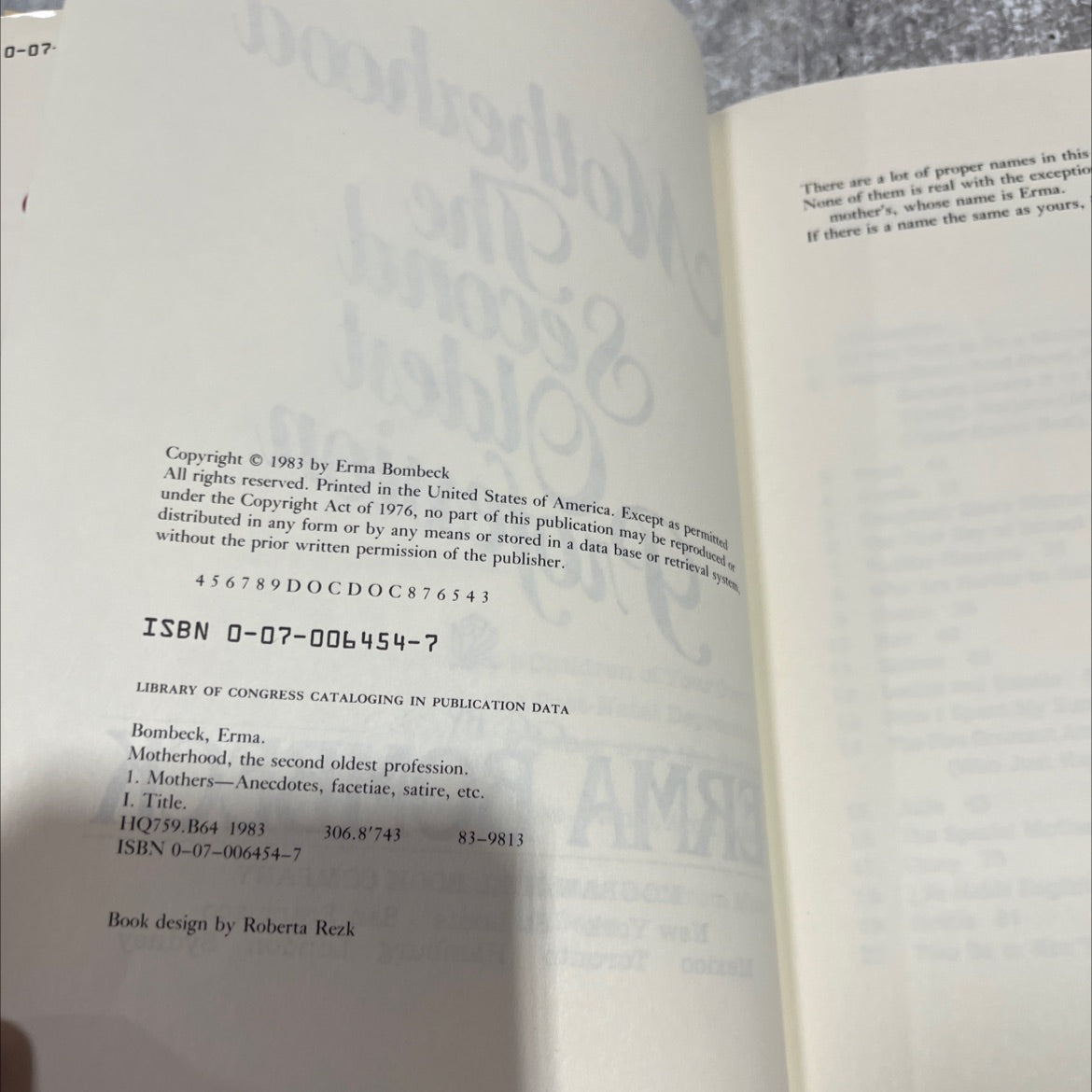 motherhood, the second oldest profession book, by Erma Bombeck, 1983 Hardcover image 3