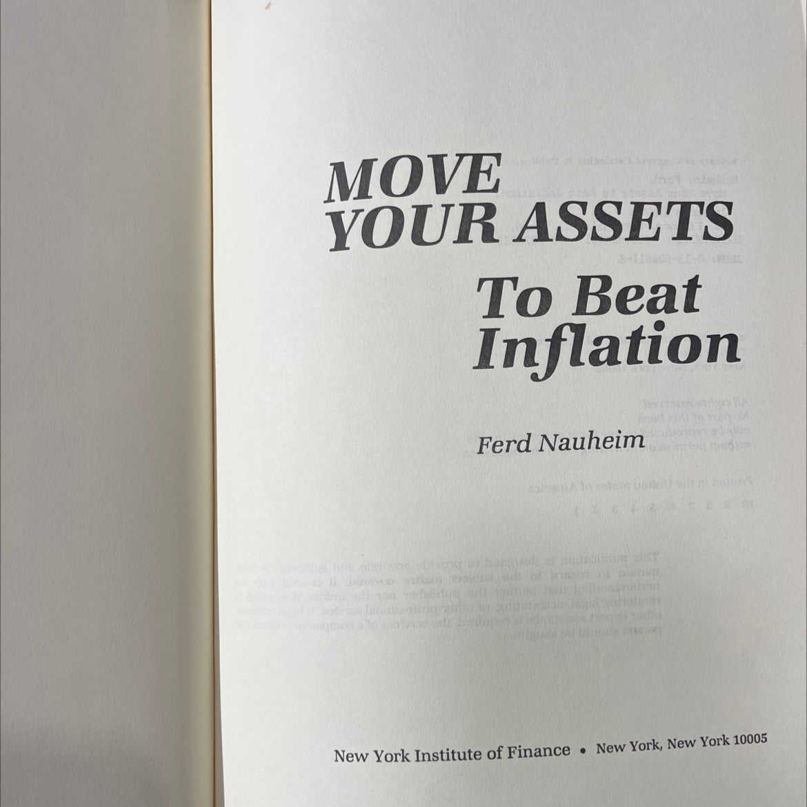 move your assets to beat inflation book, by Ferd Nauheim, 1980 Hardcover image 2