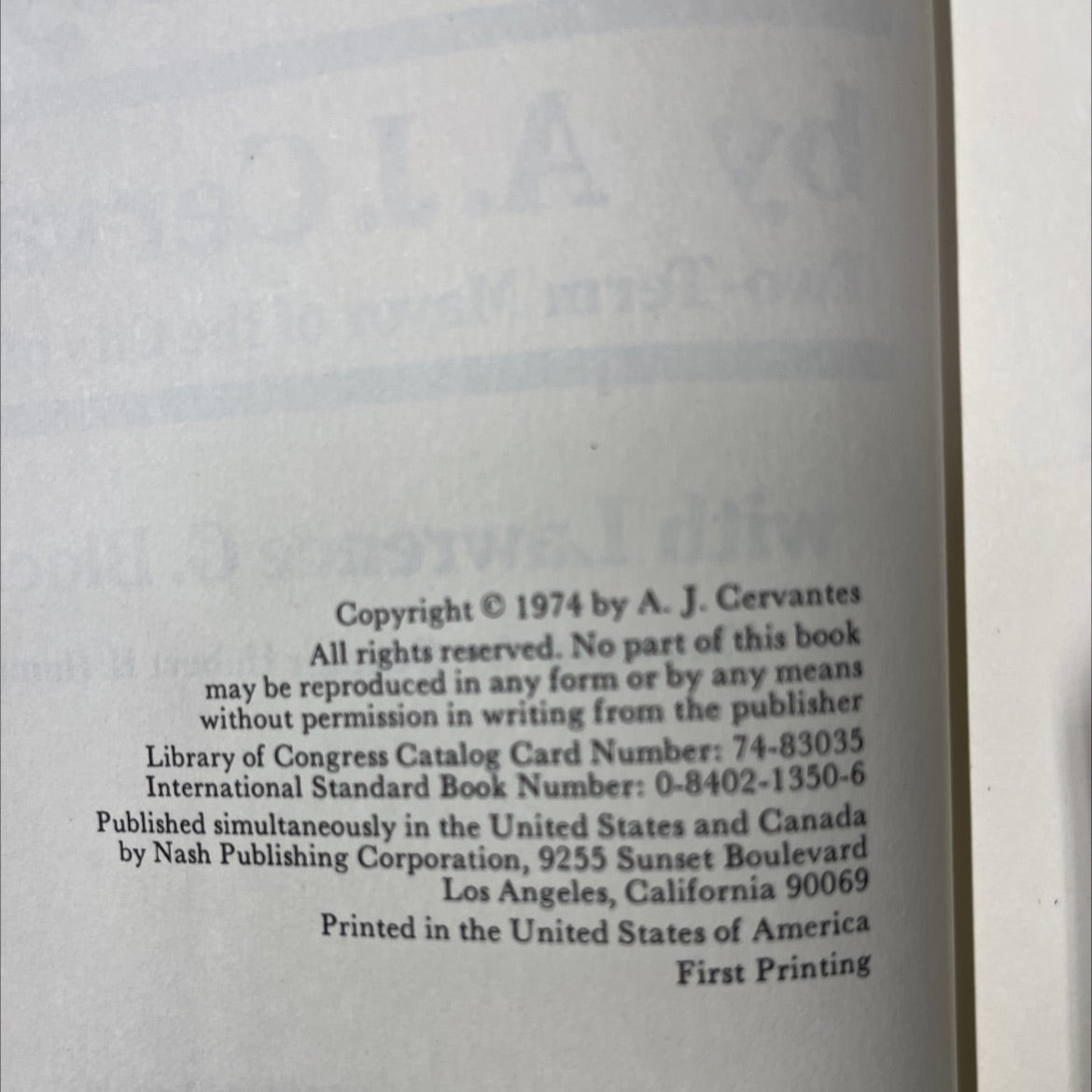 mr. mayor book, by A. J. Cervantes, 1974 Hardcover image 3