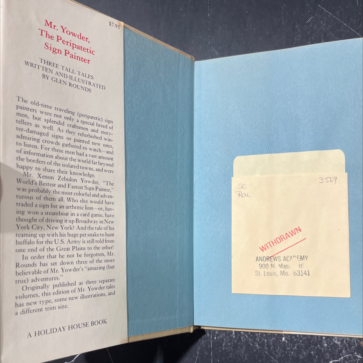 mr. yowder, the peripatetic sign painter book, by Glen Rounds, 1980 Hardcover image 4