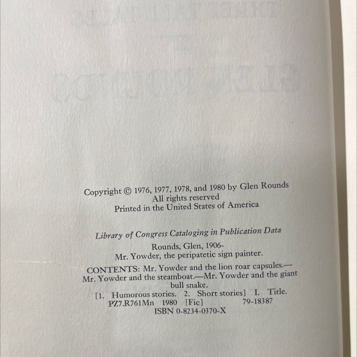 mr. yowder, the peripatetic sign painter book, by Glen Rounds, 1980 Hardcover image 3