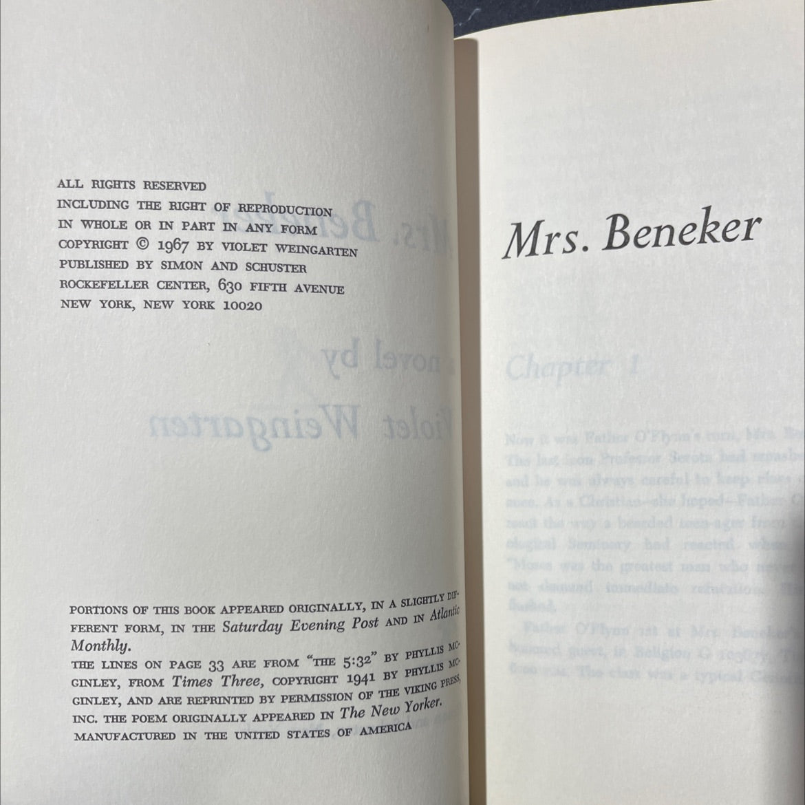 mrs. beneker book, by violet weingarten, 1967 Hardcover image 3