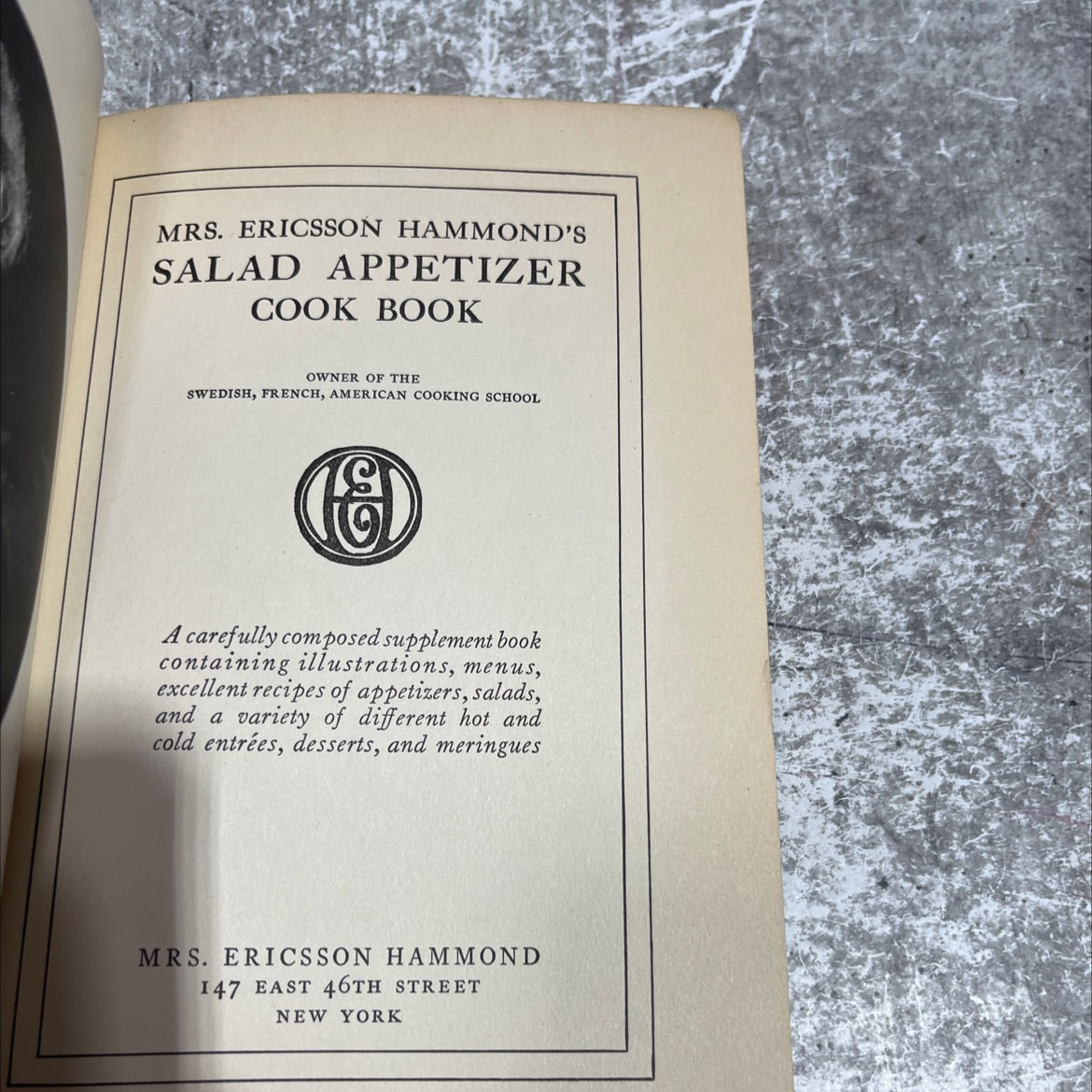 mrs. ericsson hammond's salad appetizer cook book book, by mrs. ericsson hammond, 1924 Hardcover image 2