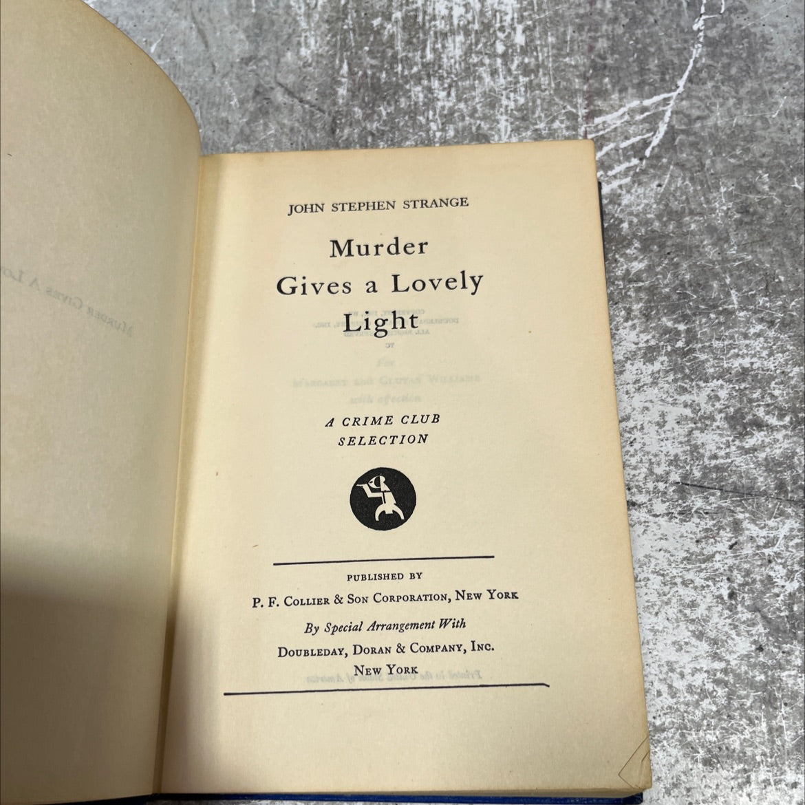murder gives a lovely light book, by john stephen strange, 1941 Hardcover image 2