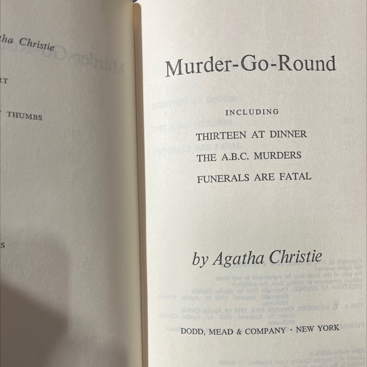 murder-go-round including thirteen at dinner the a.b.c. murders funerals are fatal book, by Agatha Christie, 1972 image 2