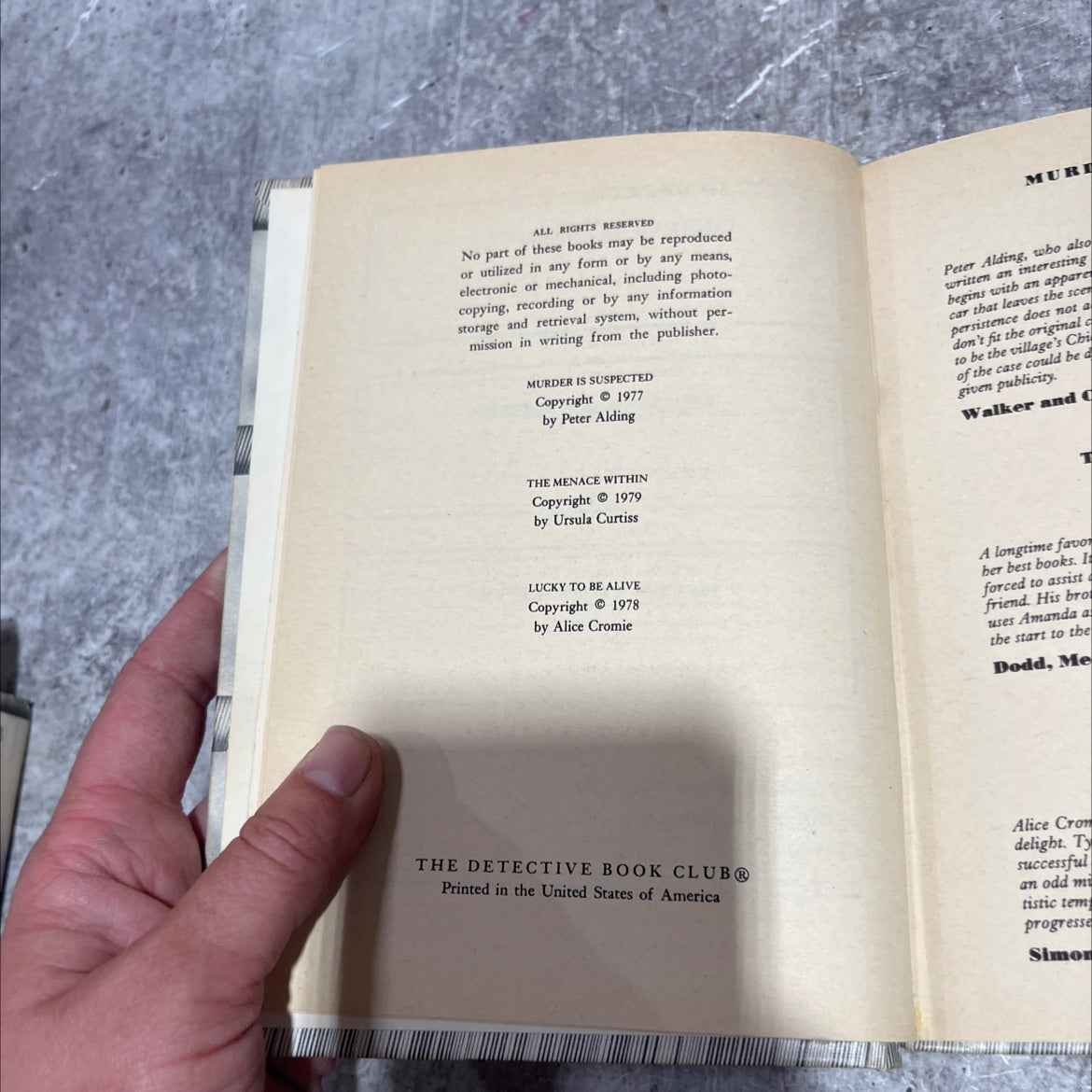 murder is suspected book, by Peter Alding, 1977 Hardcover image 3