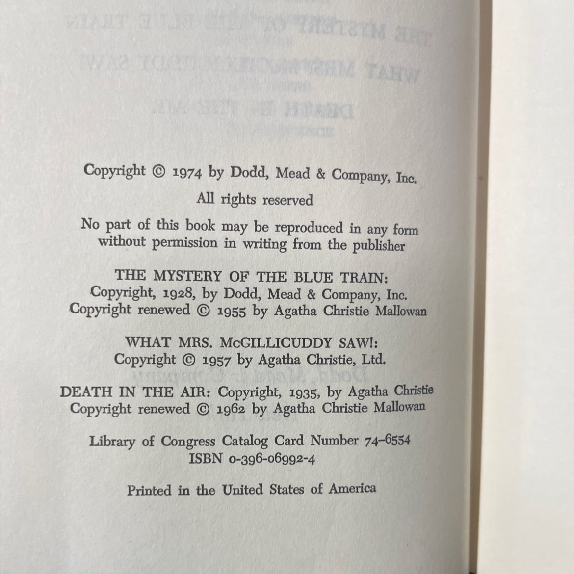 murder on board el erery deons nce including the mystery of the blue train what mrs. mcgillicuddy saw! death in the air image 3