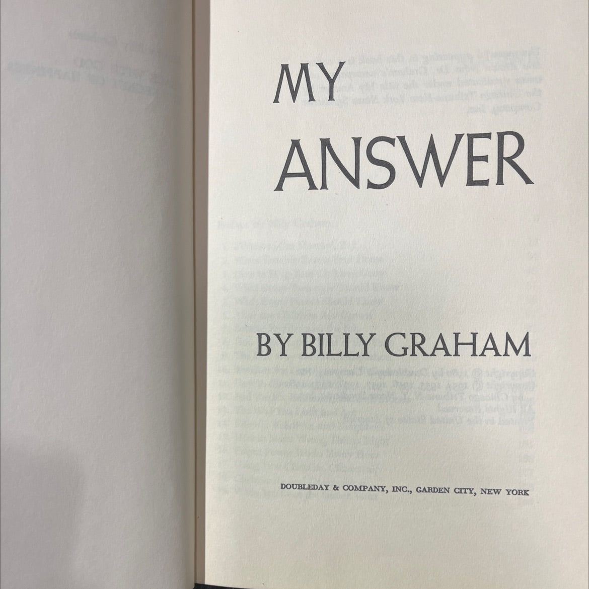 my answer book, by billy graham, 1960 Hardcover image 2