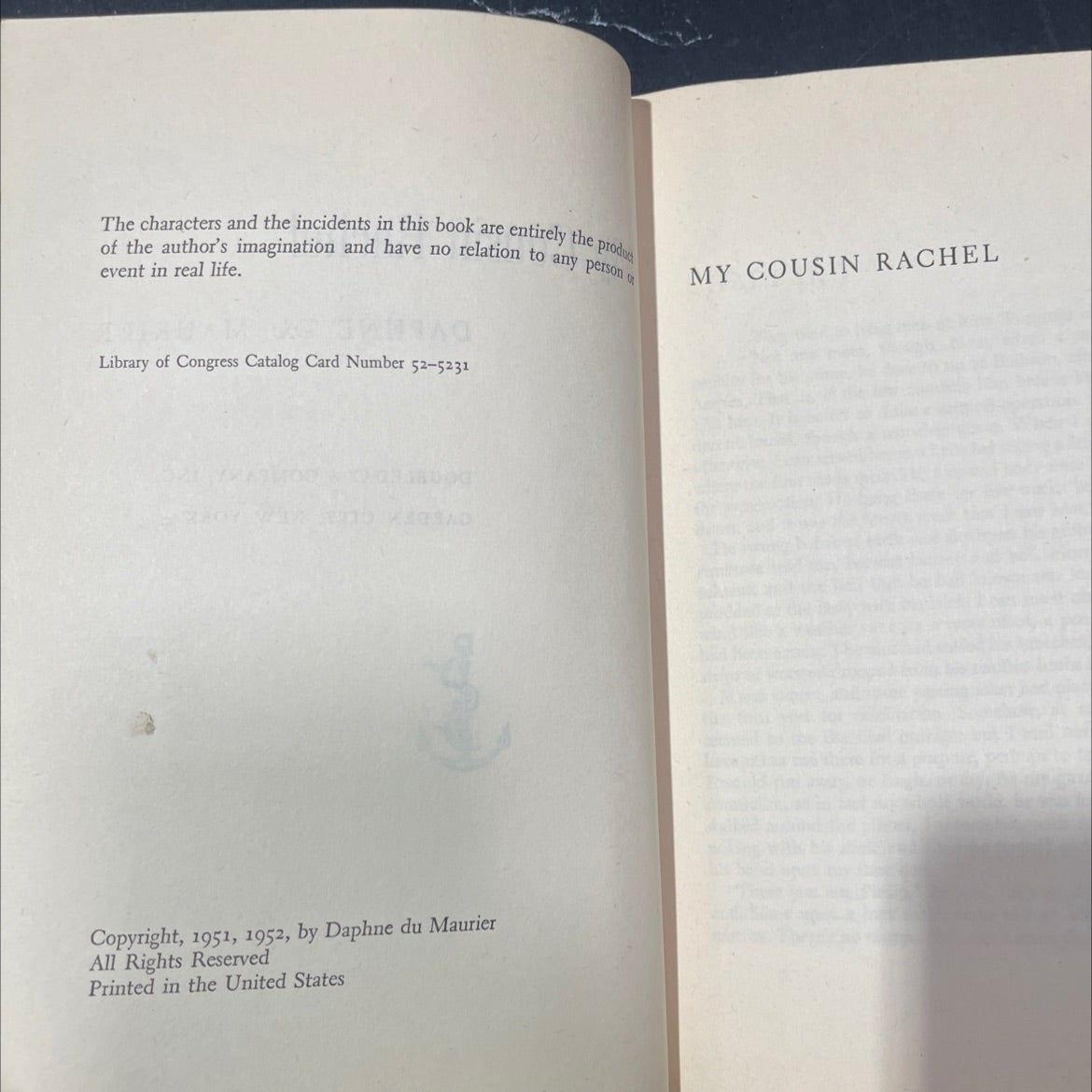 my cousin rachel book, by daphne du maurier, 1952 Hardcover image 3
