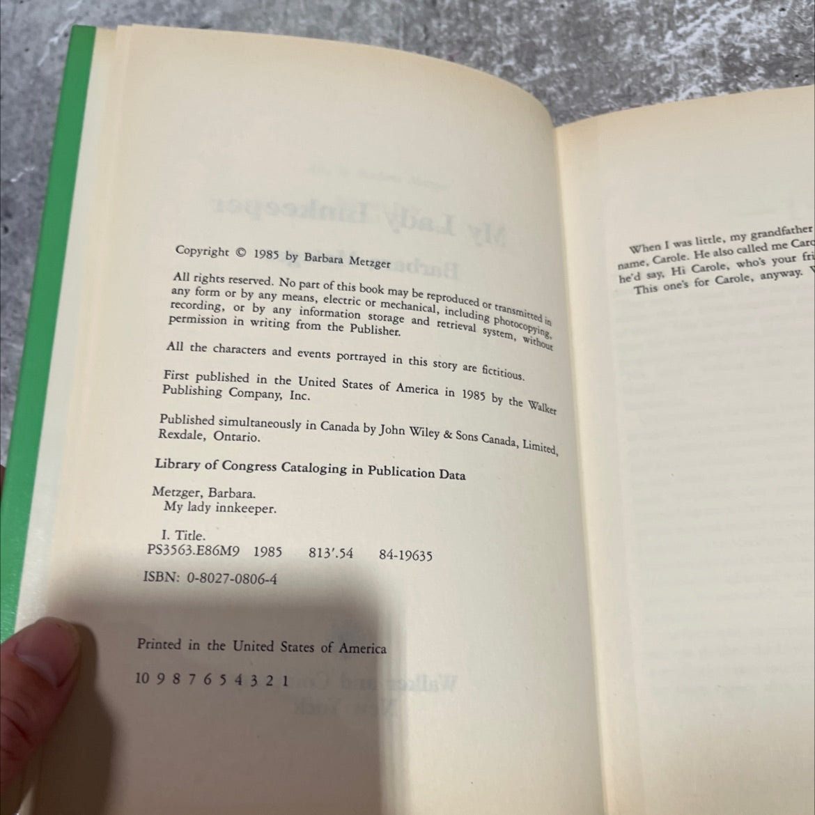 my lady innkeeper book, by barbara metzger, 1985 Hardcover image 3