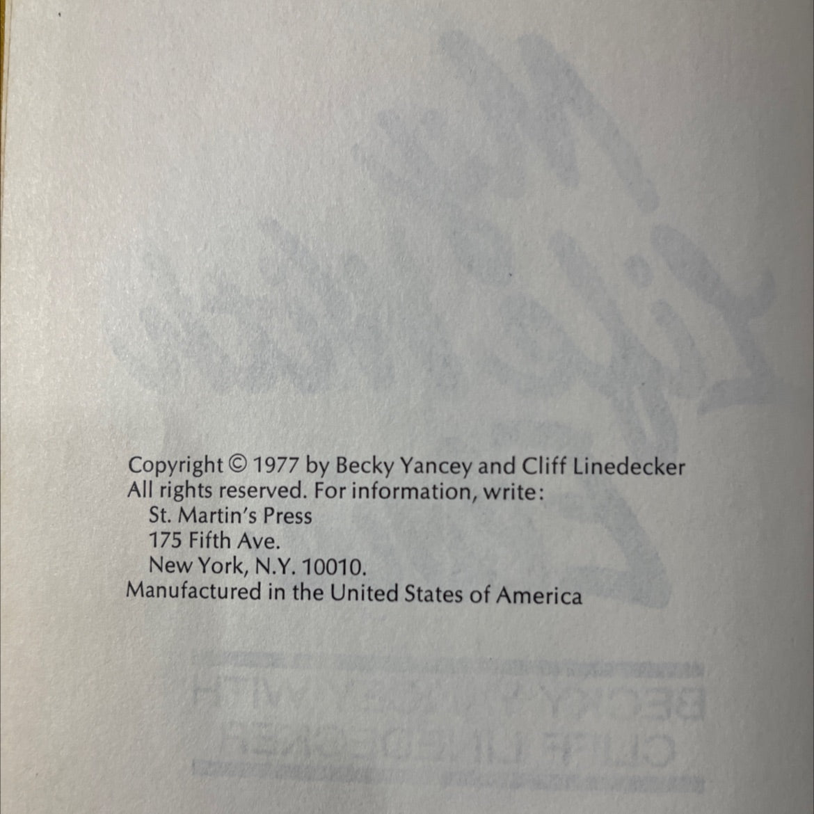 my life with elvis book, by becky yancey with cliff linedecker, 1977 Hardcover image 3