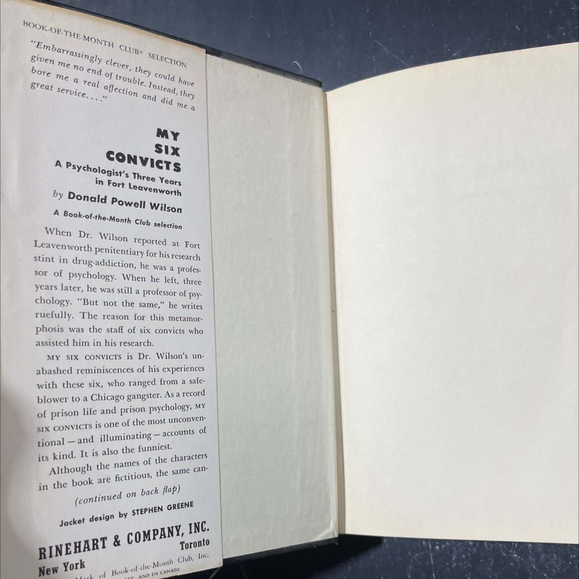 my six convicts book, by donald powell wilson, 1951 Hardcover image 4