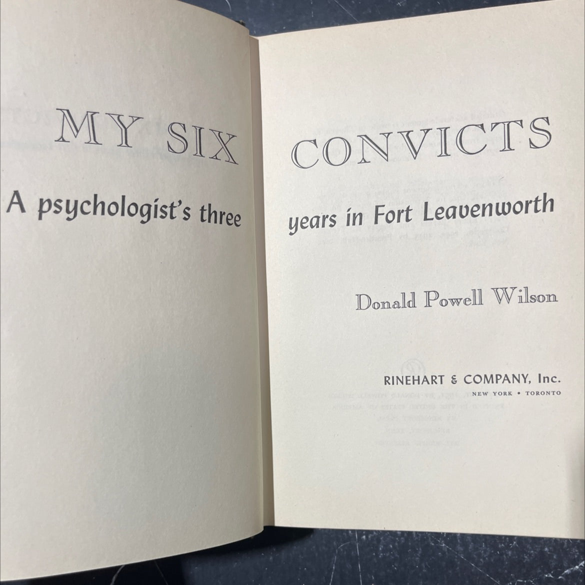 my six convicts book, by donald powell wilson, 1951 Hardcover image 2