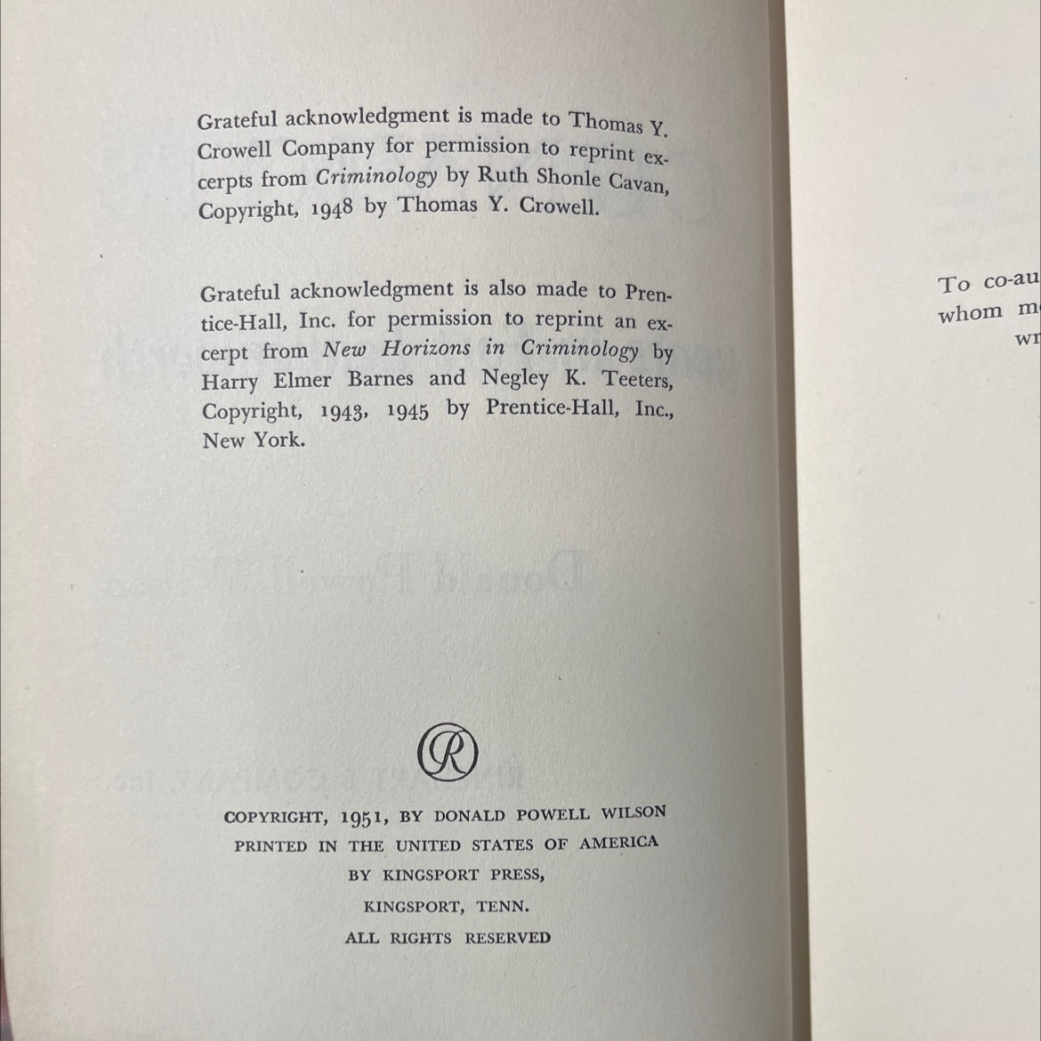 my six convicts book, by donald powell wilson, 1951 Hardcover image 3