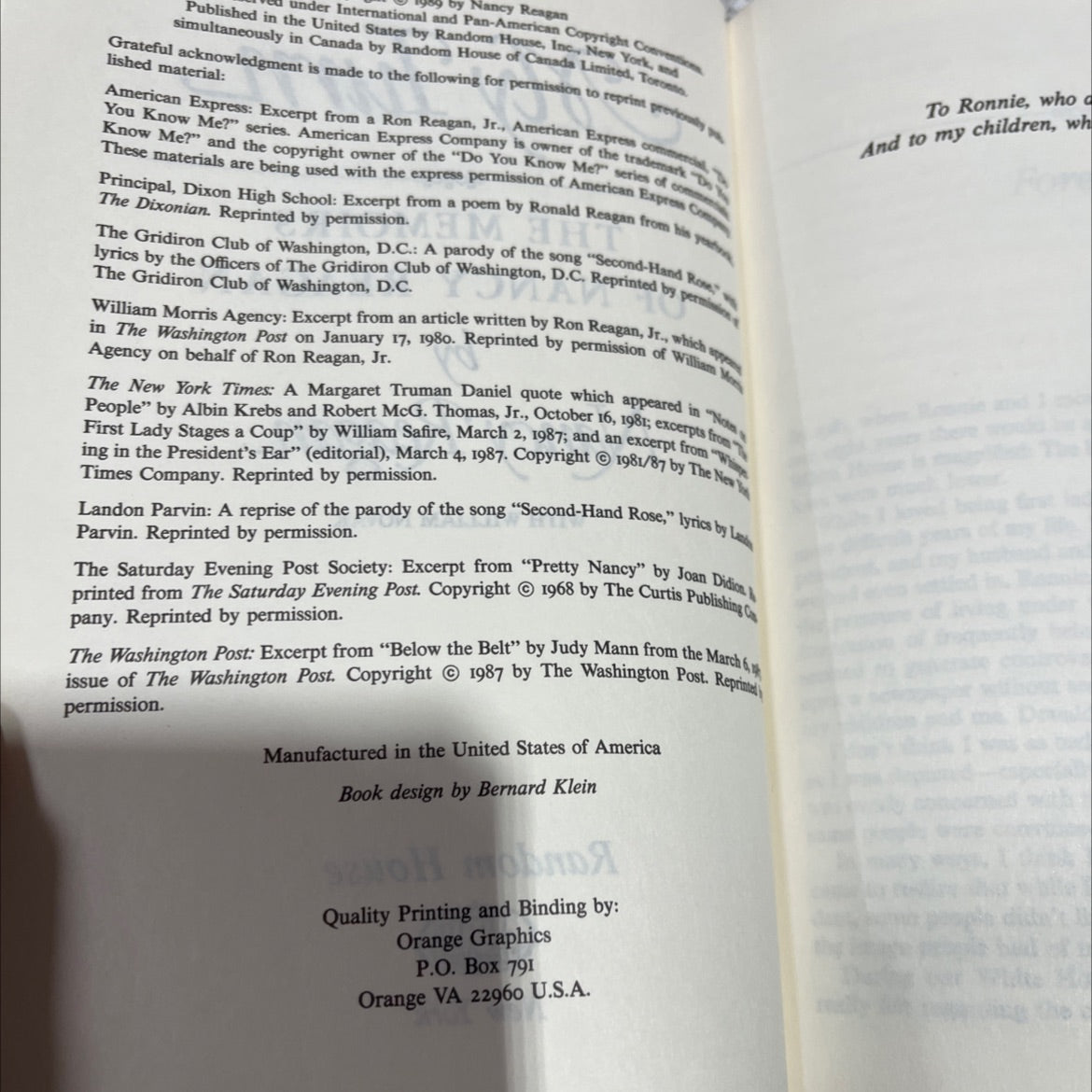 my turn the memoirs of nancy reagan book, by nancy reagan with william novak, 2005 Hardcover image 3