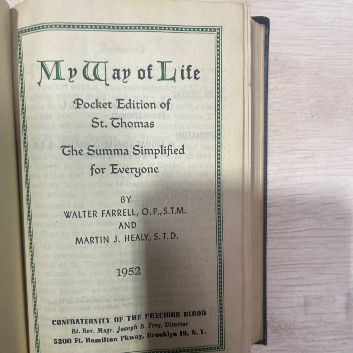 my way of life g.t. pocket edition of st. thomas the summa simplified for everyone book, by walter farrell, o. p., image 2