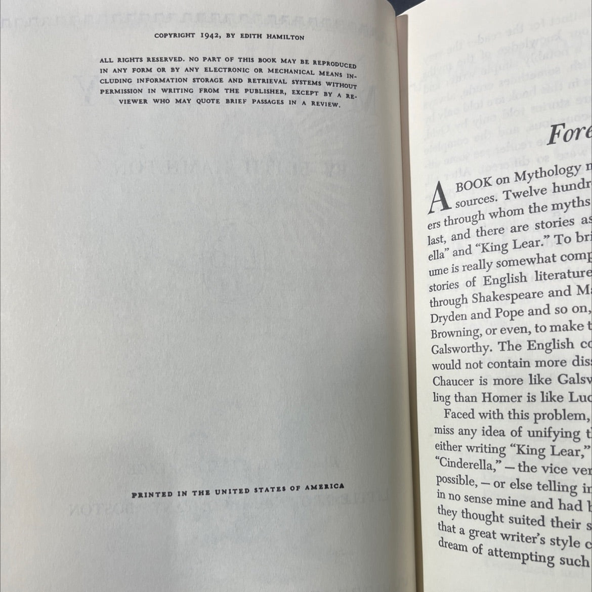 mythology book, by edith hamilton, 1942 Hardcover image 3