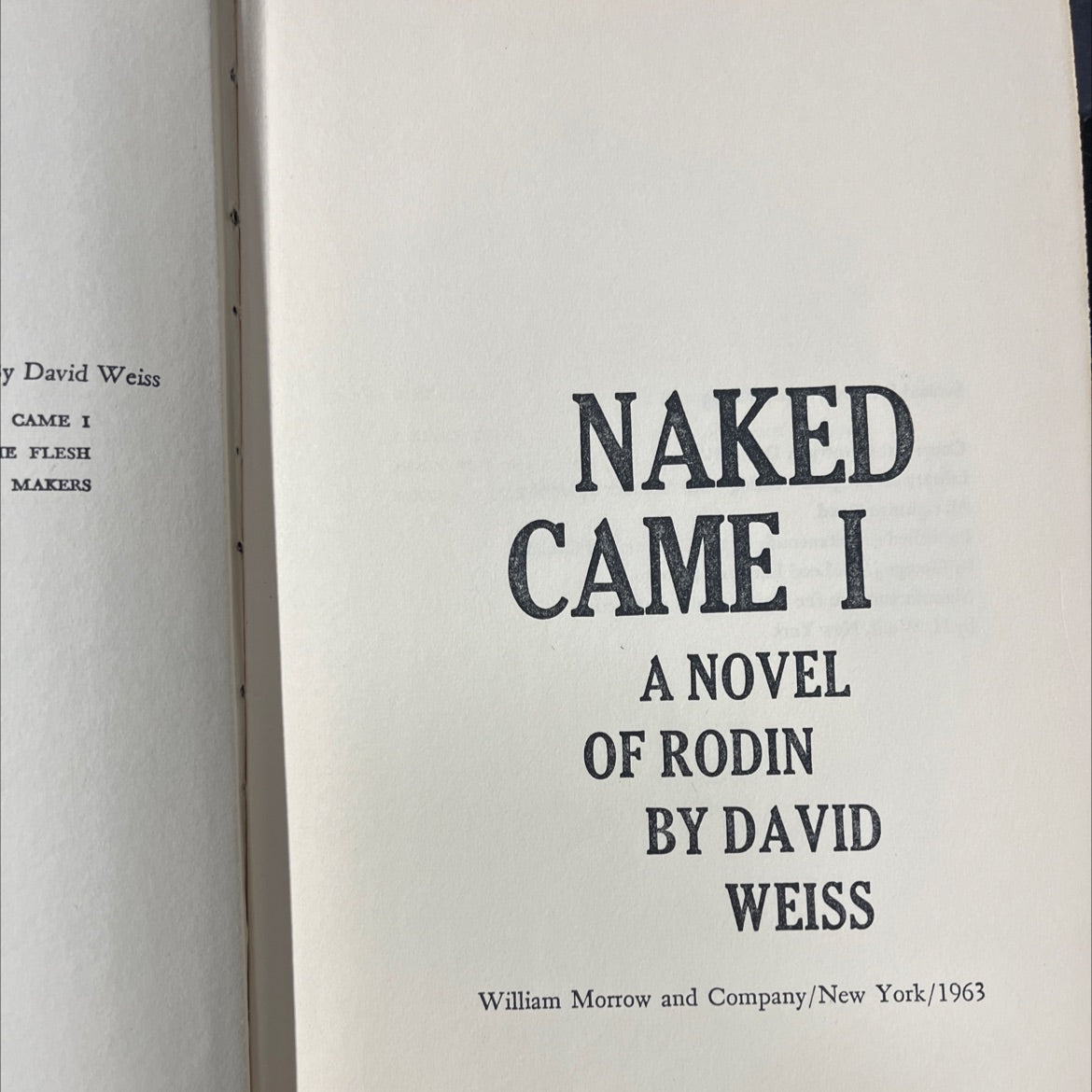 naked came i a novel of rodin book, by David Weiss, 1963 Hardcover image 2