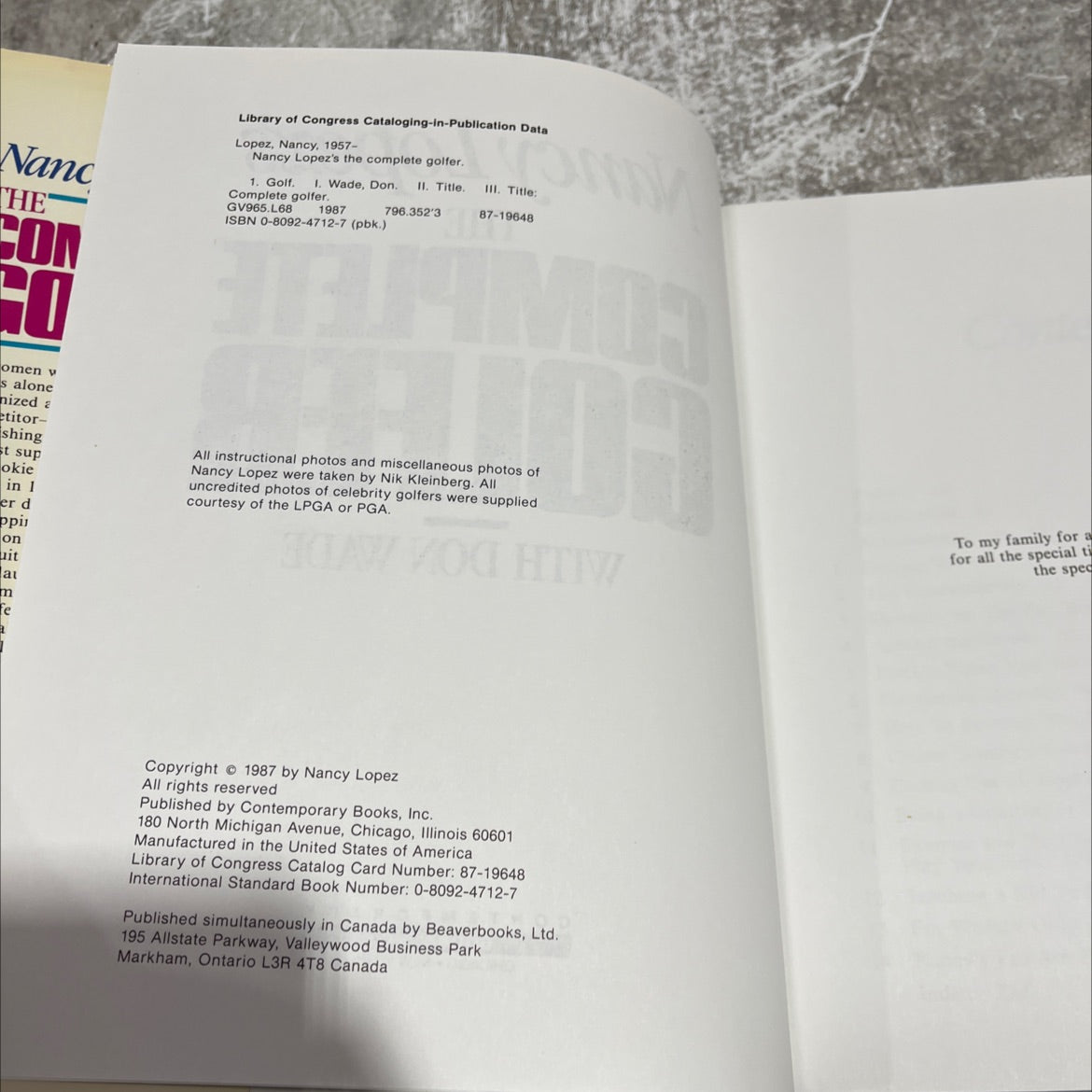 nancy lopez's the complete golfer book, by nancy lopez, 1987 Hardcover image 3